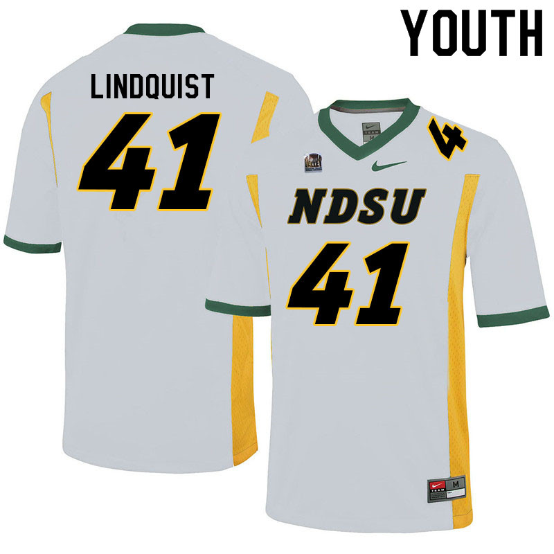 Youth #41 Cody Lindquist North Dakota State Bison College Football Jerseys Sale-White
